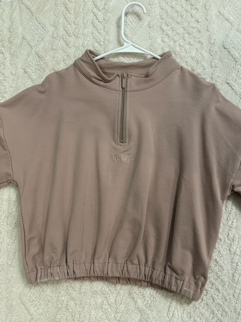 Cropped Half-Zip Pullover in Mauve Taupe